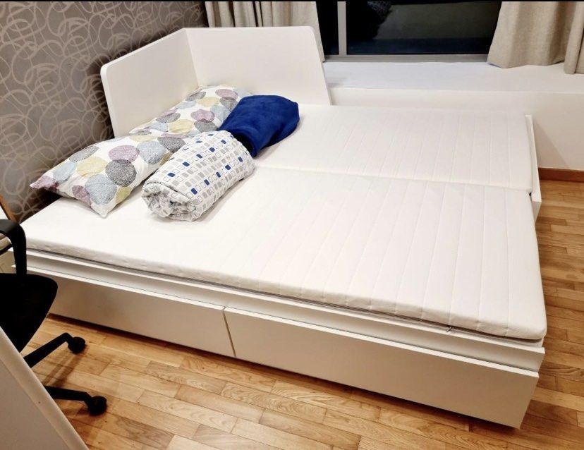 IKEA extendable bed with drawers, Furniture & Home Living, Furniture
