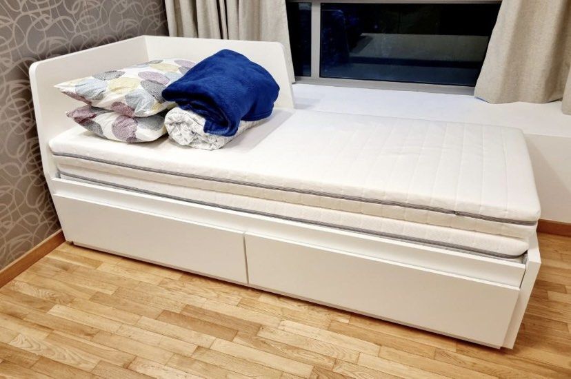 IKEA extendable bed with drawers, Furniture & Home Living, Furniture