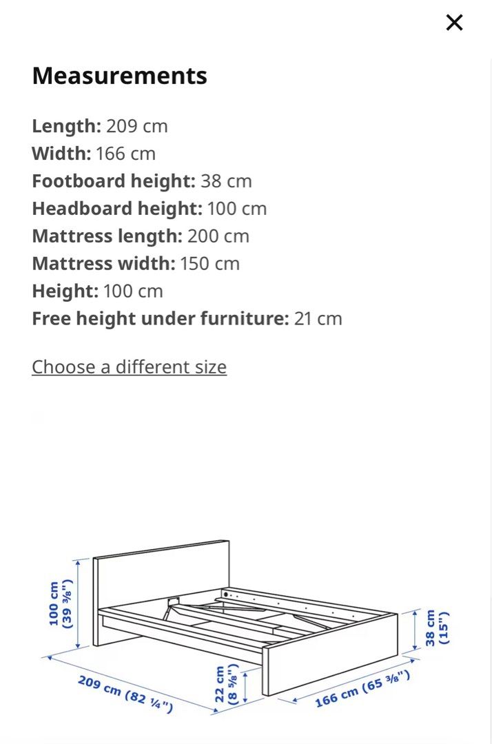 IKEA MALM Queen size Bed Frame, Furniture & Home Living, Furniture, Bed