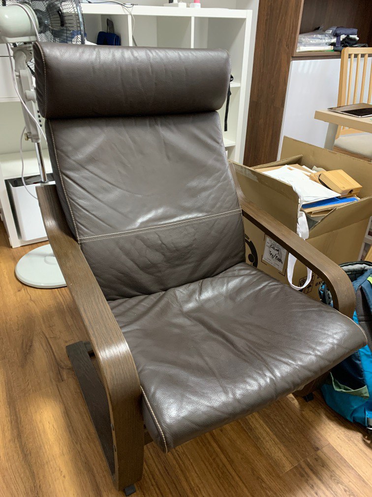 Ikea Poang Chair Leather rocking nursing, Furniture & Home Living