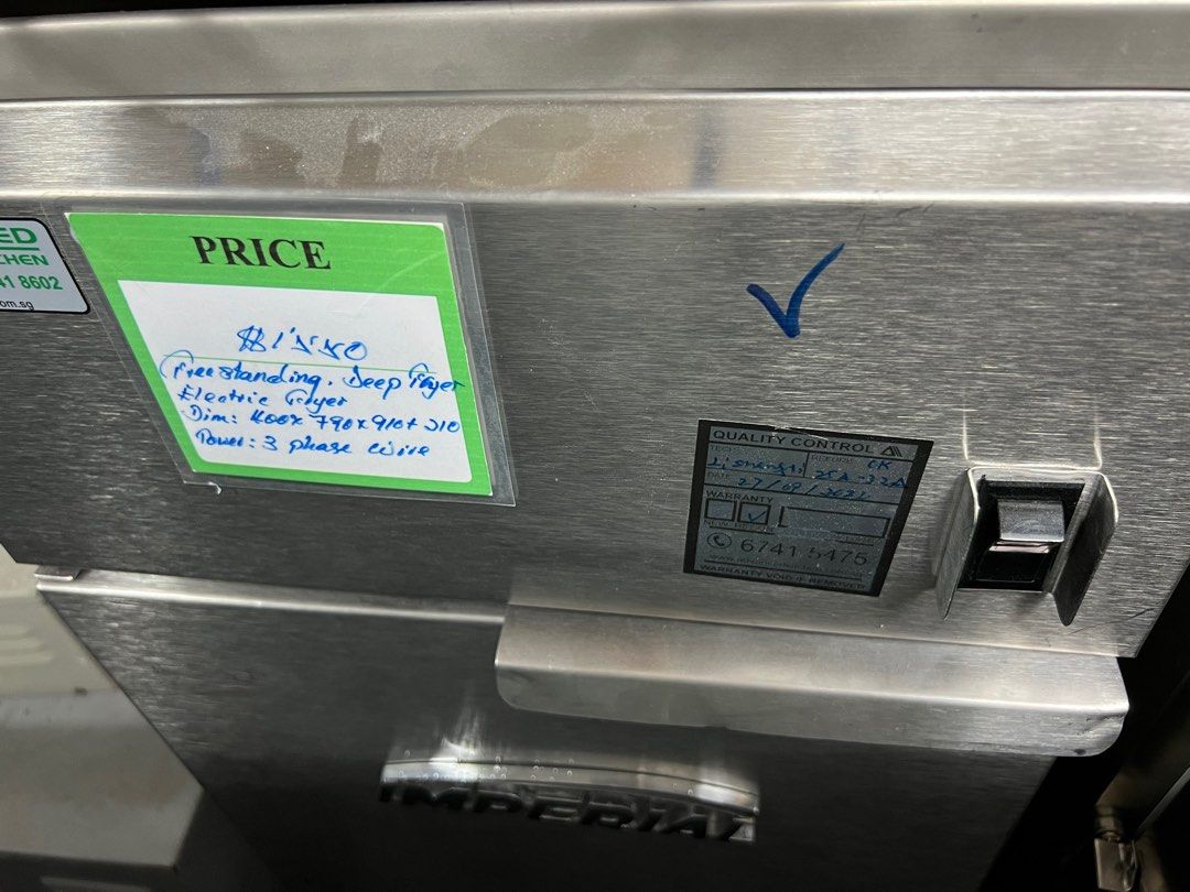 Imperial Electric 3 Phase Single Tank Freestanding Deep fryer, TV