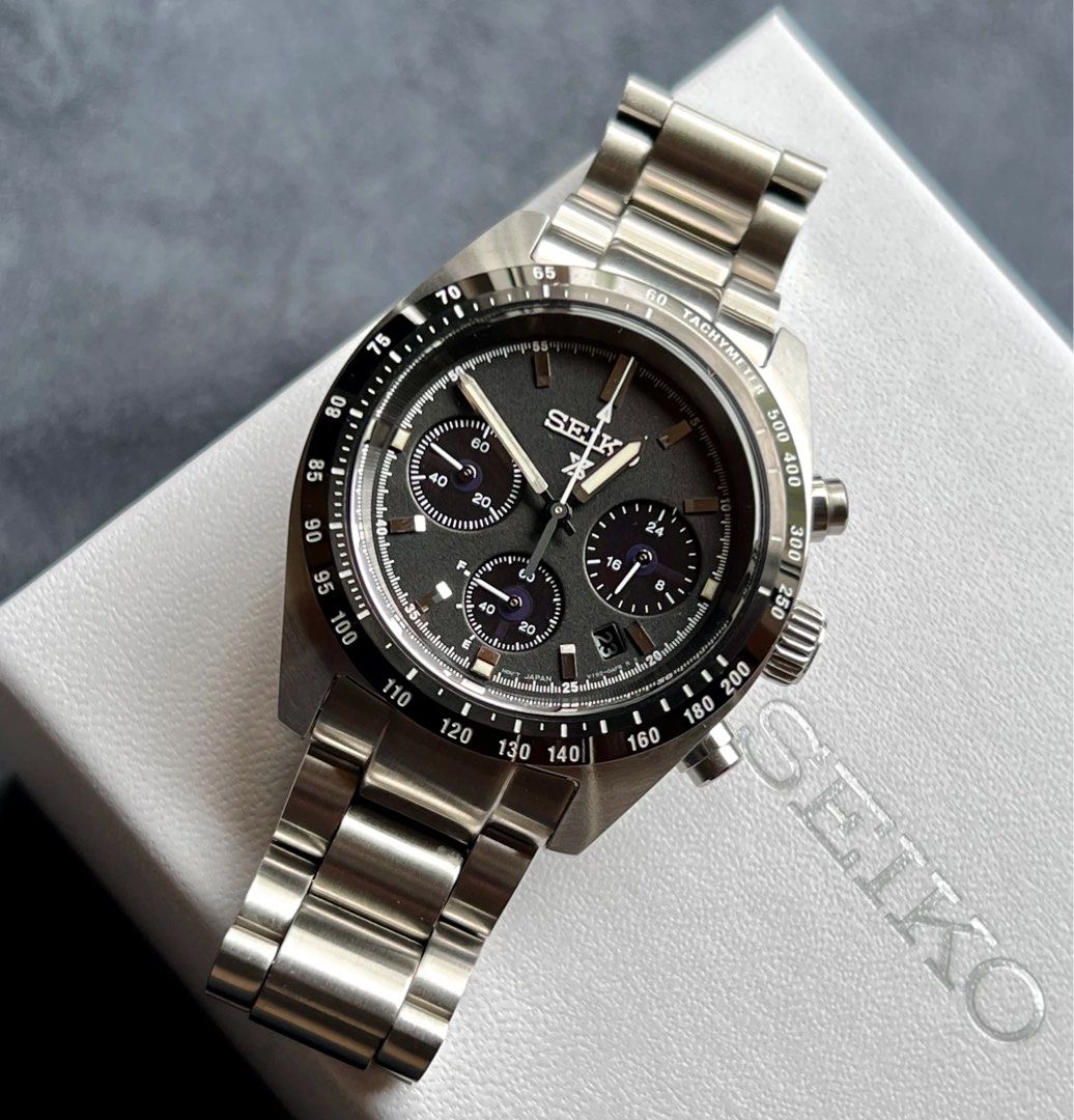 INSTOCK) Seiko Prospex Speedtimer Chronograph Solar Black Dial SSC819  SSC819P1 SSC819P 100M Men's Watch, Luxury, Watches on Carousell
