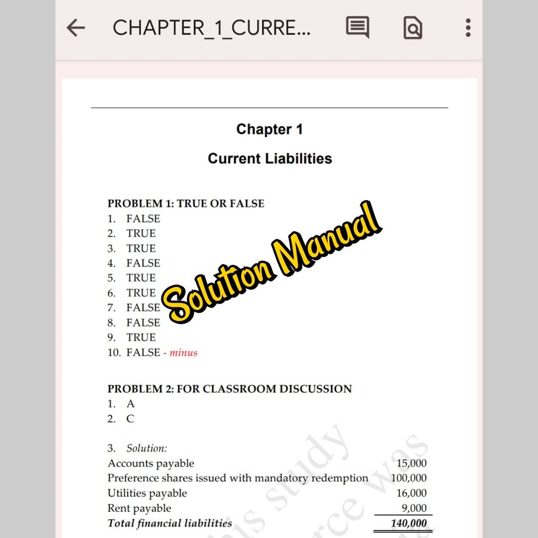 Intermediate Accounting 2 by Millan 2020 Solution Manual (Category: Textbooks) located in Caloocan City. Submitted by goldenstars (Listing ID 1202944631, Image 2). Description: .