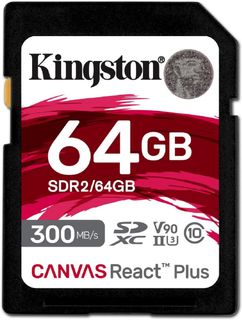 Kingston Canvas React Plus SD C10 UHS-II A2 U3 V90 64GB SDR2/64GB64218264927105110