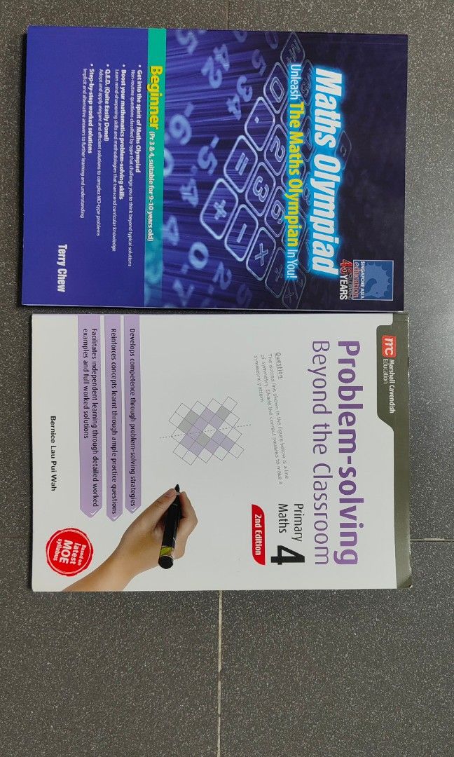 Maths Olympiad & Problem Solving (Category: Assessment Books) located in Singapore. Submitted by ji1570 (Listing ID 1202913128, Image 1). Description: accidentally bought these 2 books and now is extra. Retail for both is about $28. Now selling both at $20..