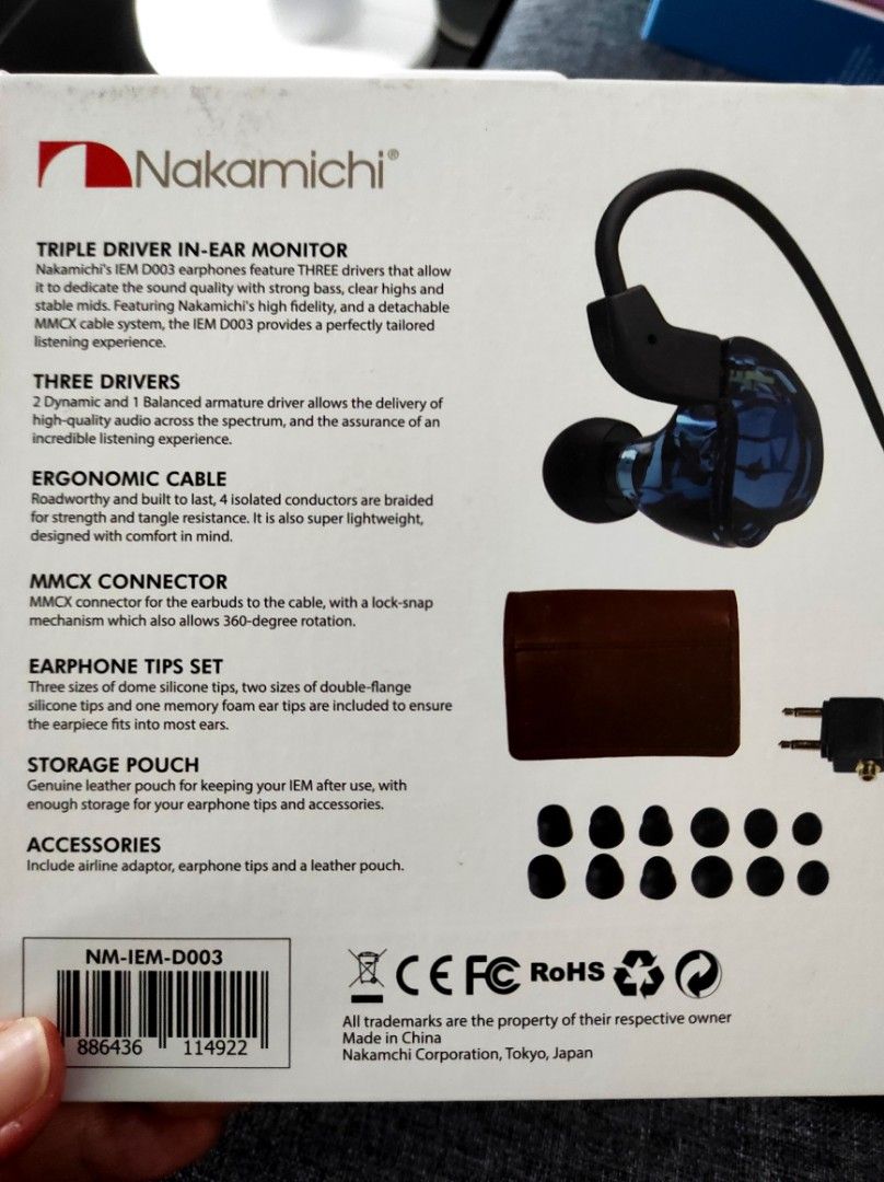 New Nakamichi IEM D003 Triple driver professional sound isolation IEM