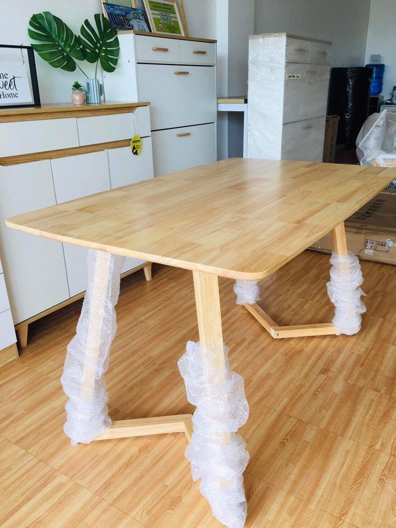 Natural Wood Dining Table, Furniture & Home Living, Furniture, Tables ...