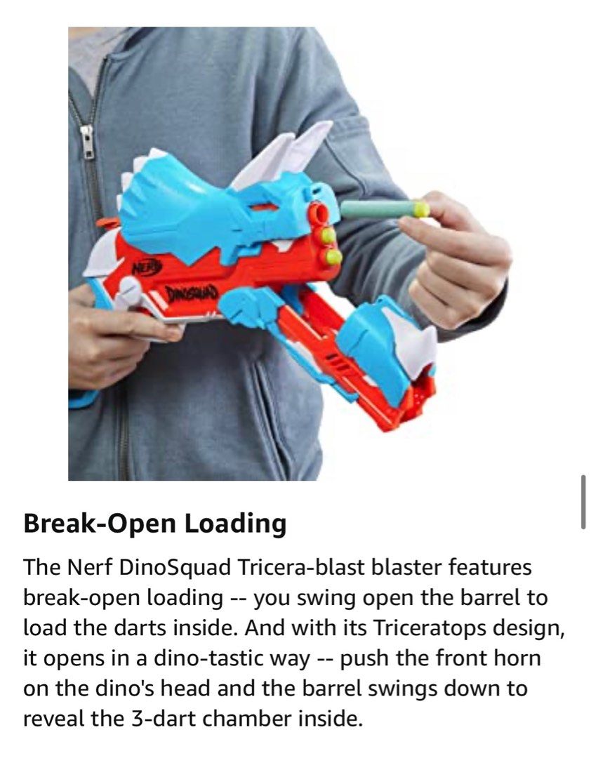 NERF - DinoSquad - Blaster Tricera-blast - 3 fléchettes - 12 fléchettes NERF - apparence de triceratops - Jeux - Jouets NERF - DinoSquad - Blaster Tricera-blast - 3 fléchettes - 12 fléchettes NERF - apparence de triceratops - Jeux - Jouets