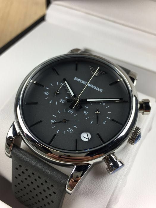 NEW Emporio Armani Luigi Leather Strap Mens Watch AR1735 Luxury