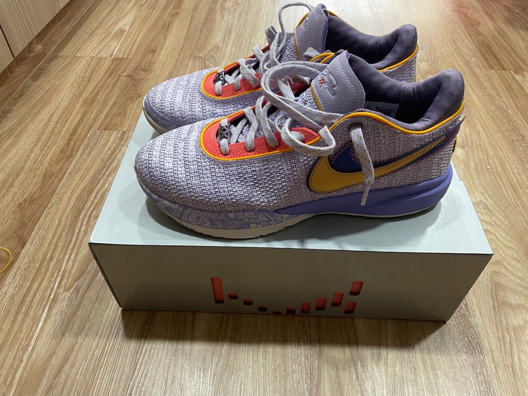 Purple and gold basketball shoes on sale