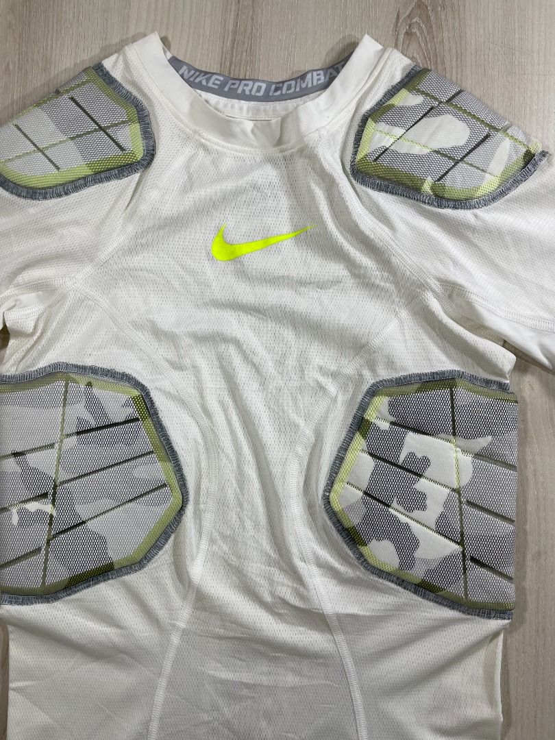 Nike Pro Combat White Padded Compression Tee #CA Used, Men's Fashion,  Activewear on Carousell