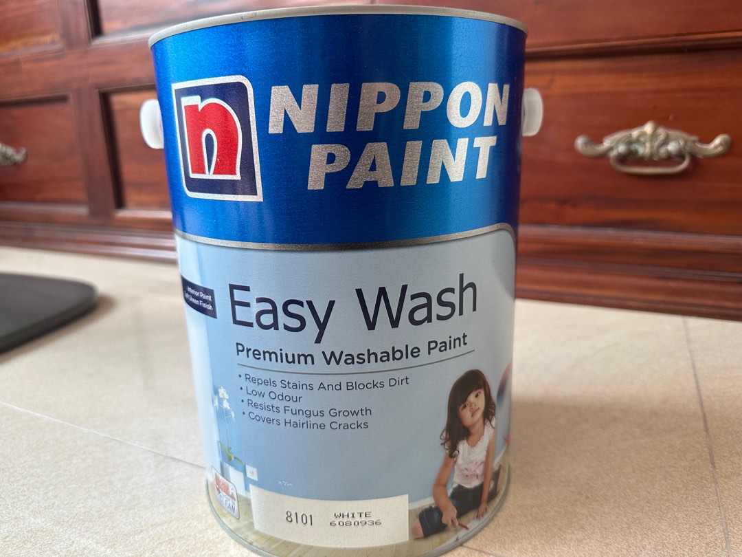 Nippon Paint Easy Wash 5 Litre 8101 White, Furniture & Home Living