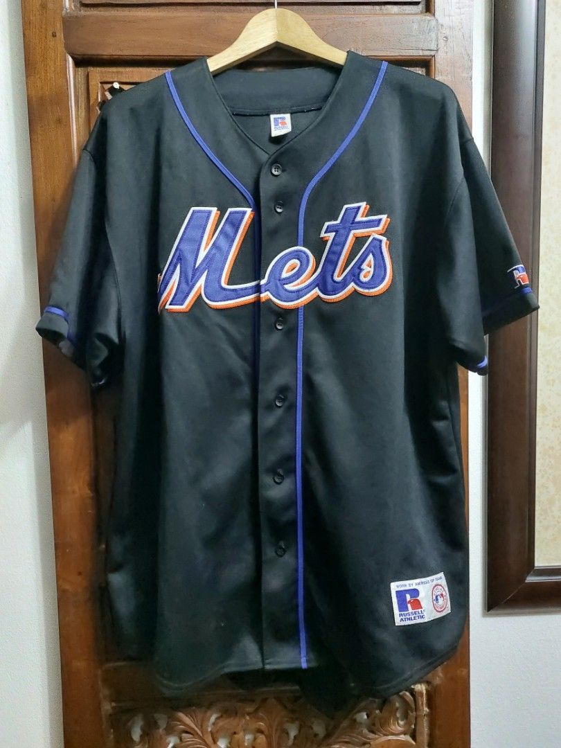 Black mets baseball jersey discount