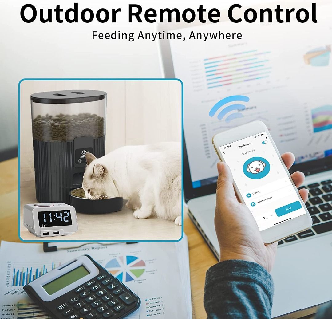 PAPIFEED Automatic Cat Dog Feeder Cam and APP Control WiFi Pet Smart