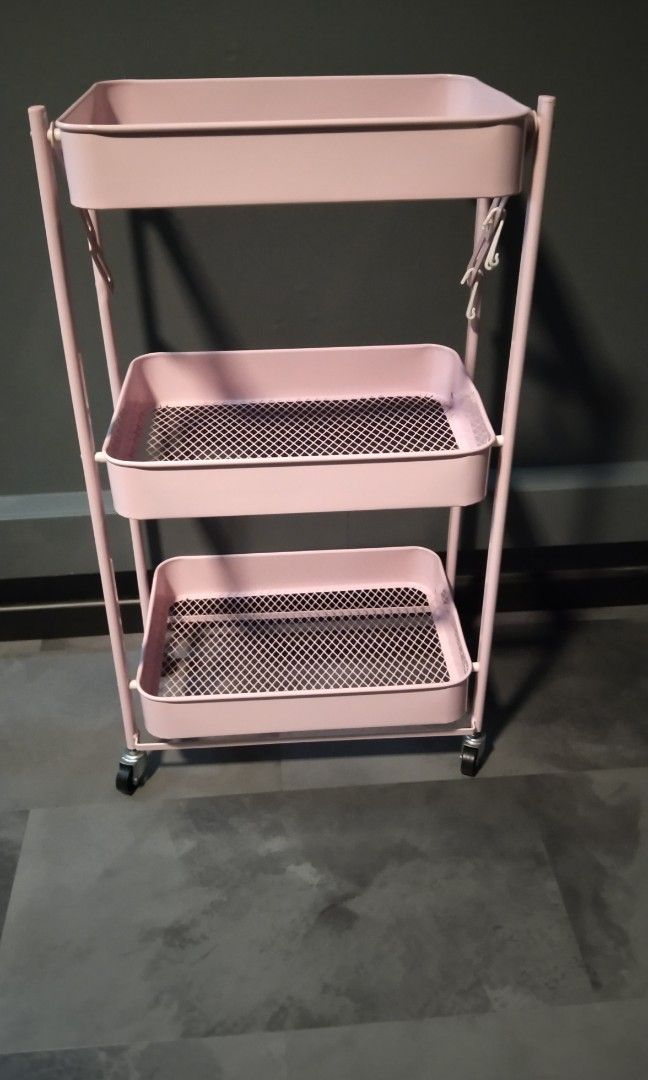 Pastel Pink Racks(with wheel), Furniture & Home Living, Furniture ...