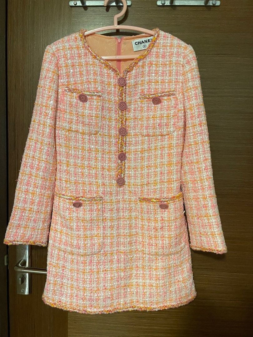 Tweed Pink Button Down Dress