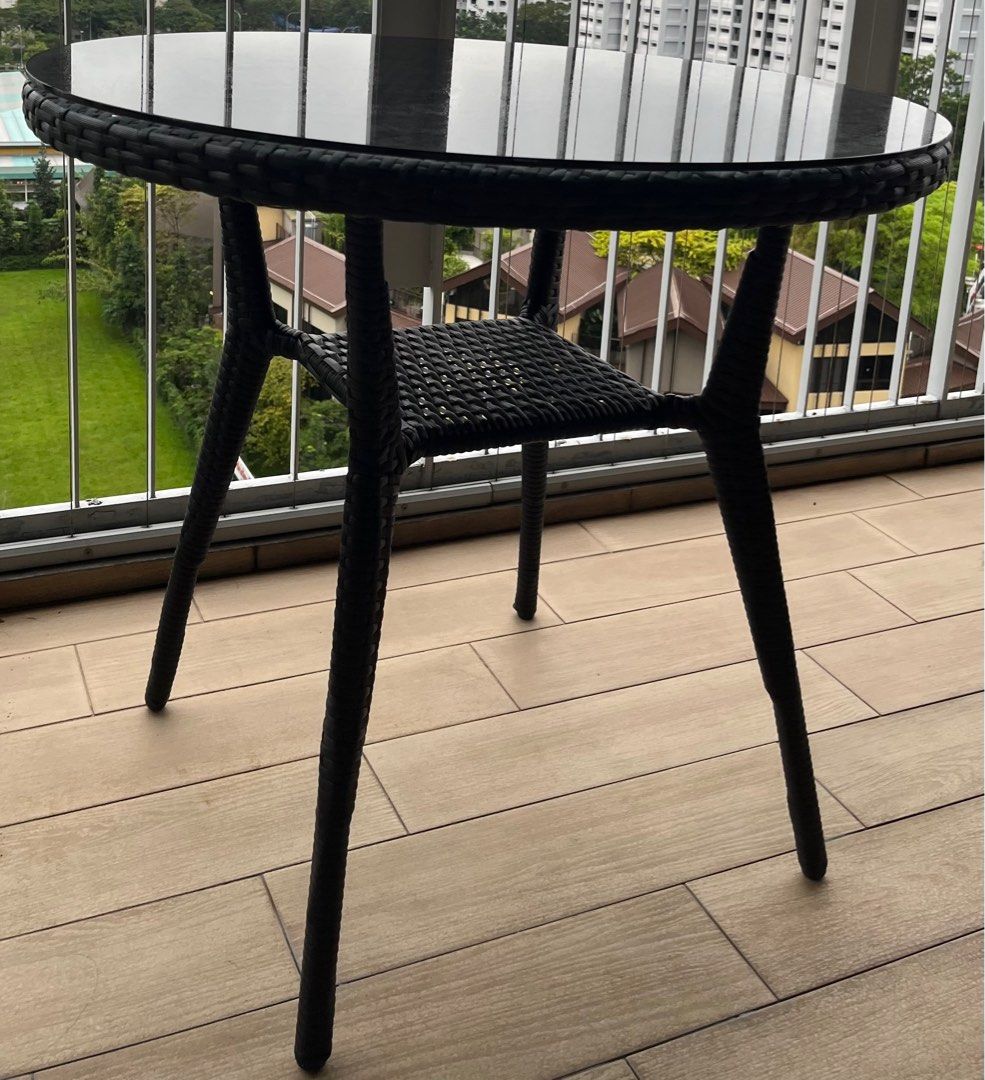 Preloved rattan balcony black table Furniture Home Living