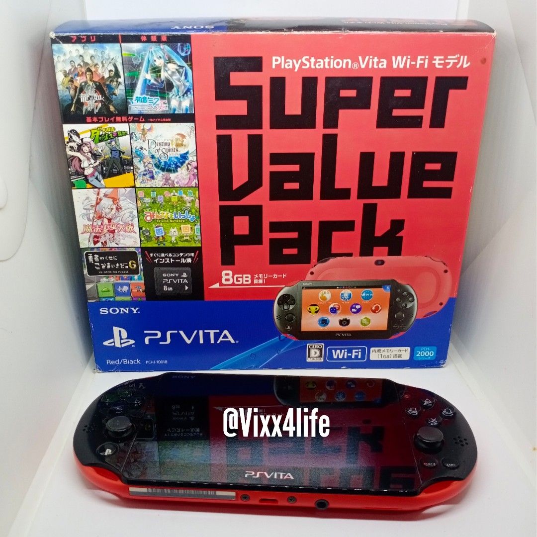 PS VITA 2000 RED BLACK LIMITED EDITION FULLSET WITH 32GB FULL GAMES