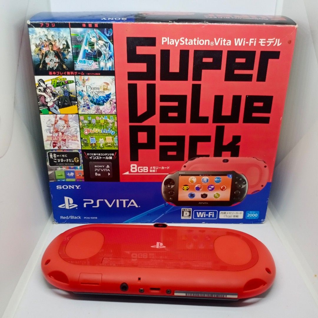 PS VITA 2000 RED BLACK LIMITED EDITION FULLSET WITH 32GB FULL GAMES