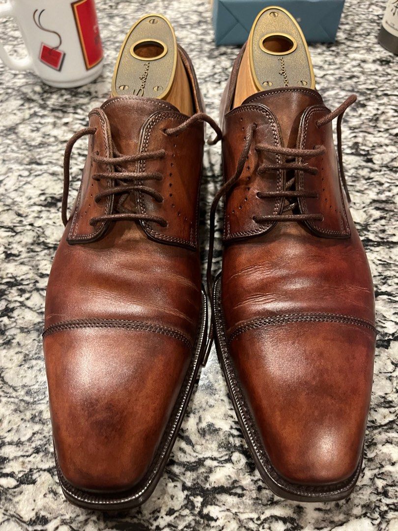 Santoni Tuxedo Shoes Mens Lace-up Style Leather Upper Shoes Black main image 0