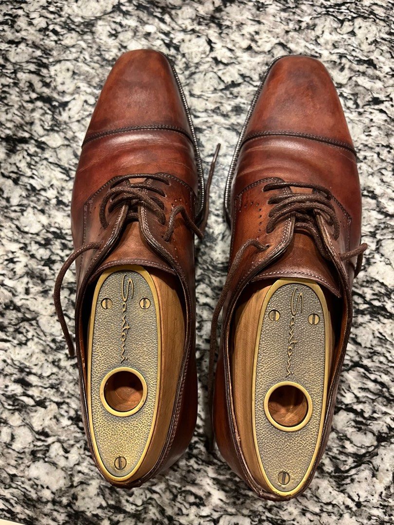 Santoni Tuxedo Shoes Mens Lace-up Style Leather Upper Shoes Nero
