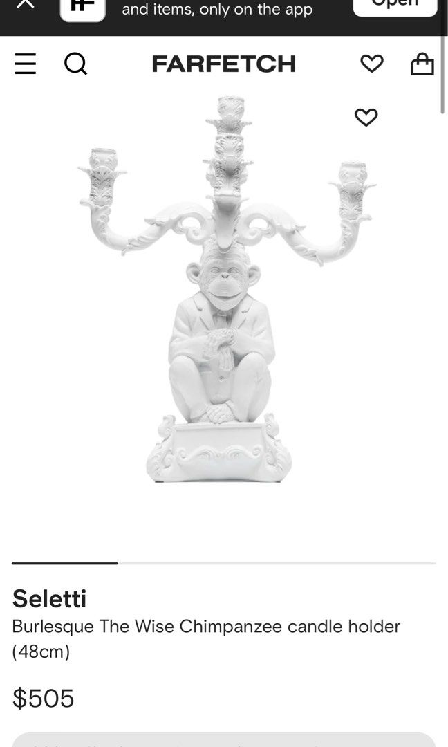 Seletti Burlesque The Wise Chimpanzee Candle Holder (48cm) - White