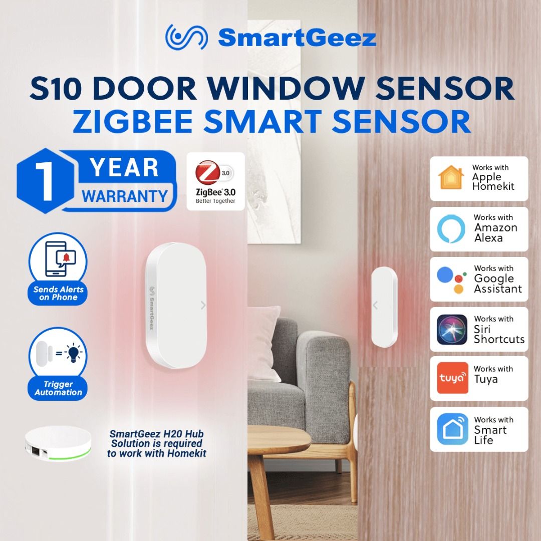 WiFi Door Sensor, Tuya Smart Door Window Sensor, Smart Window Sensor  Real-time Alarm Compatible with Alexa Google Assistant,Home Security Door  Open