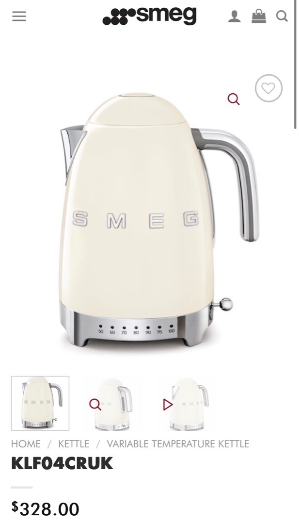 Smeg Variable temperature kettle (cream), TV & Home Appliances, Kitchen