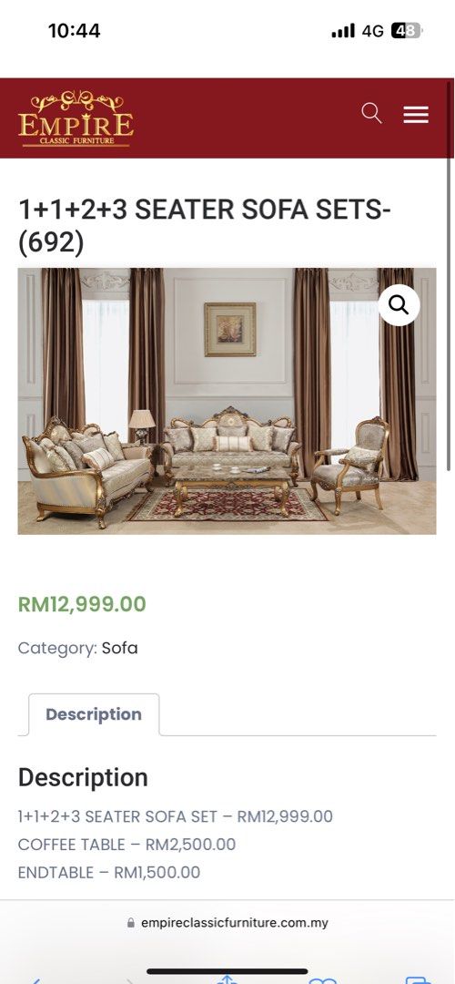 Empire classic deals furniture price
