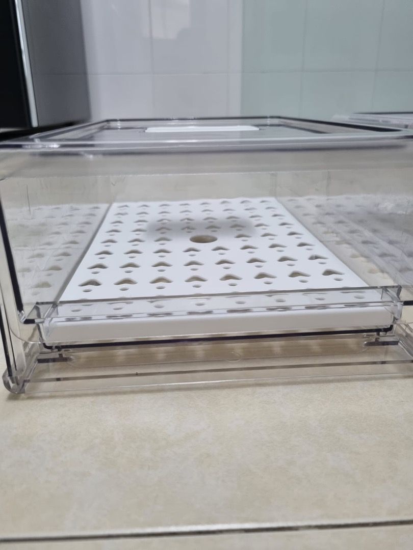 Stackable Fridge Storage Drawers (With Drainer), Furniture & Home