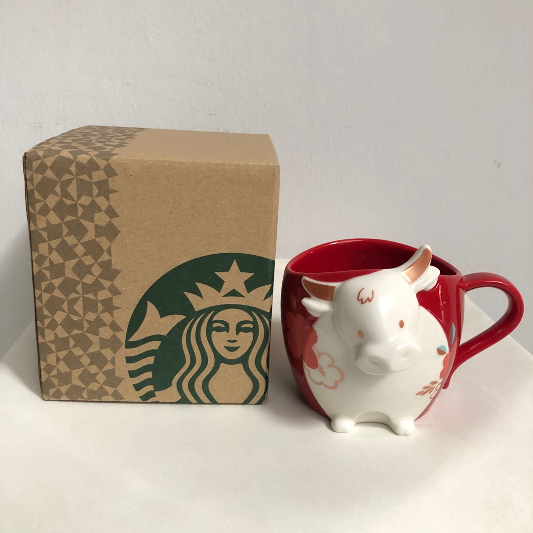 Starbucks CNY Red Bull Ox Cow Mug, Furniture & Home Living, Kitchenware