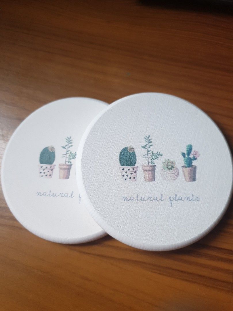 Stone coasters plant design, Furniture & Home Living, Home Decor, Vases