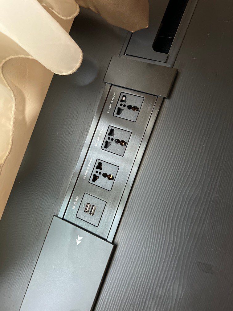 Study table with build in plug, Furniture & Home Living, Furniture