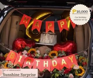 Surprise flower car setup anniversary