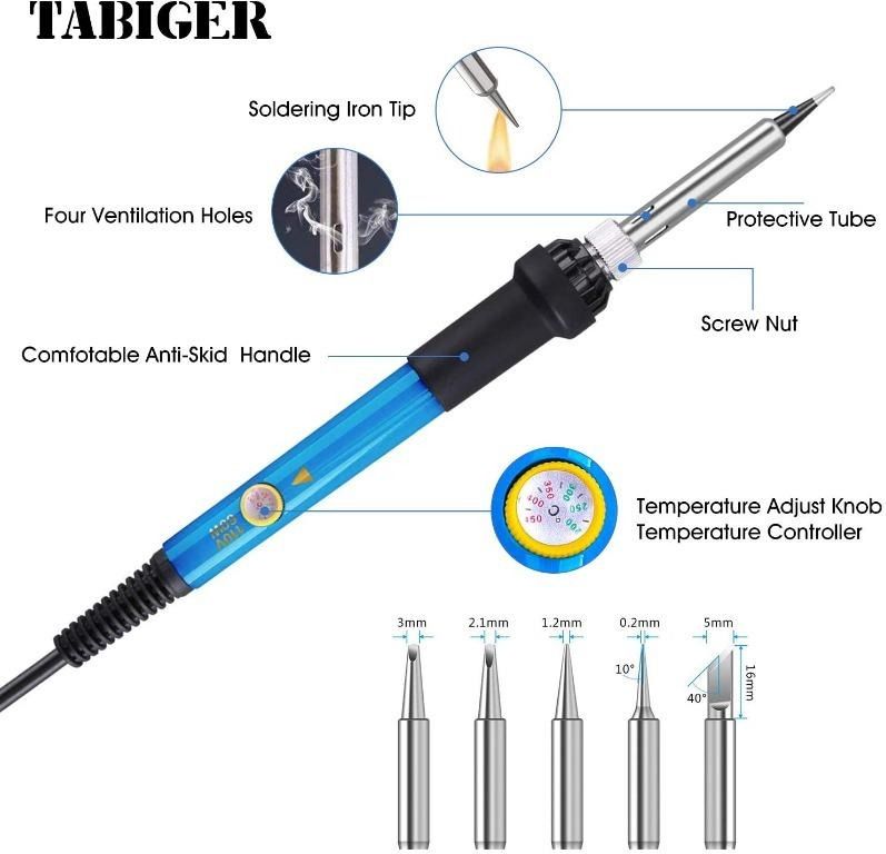 Tabiger Soldering Iron Kit 60W 220VAdjustable Temperature Welding