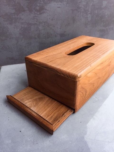 Teak store tissue box