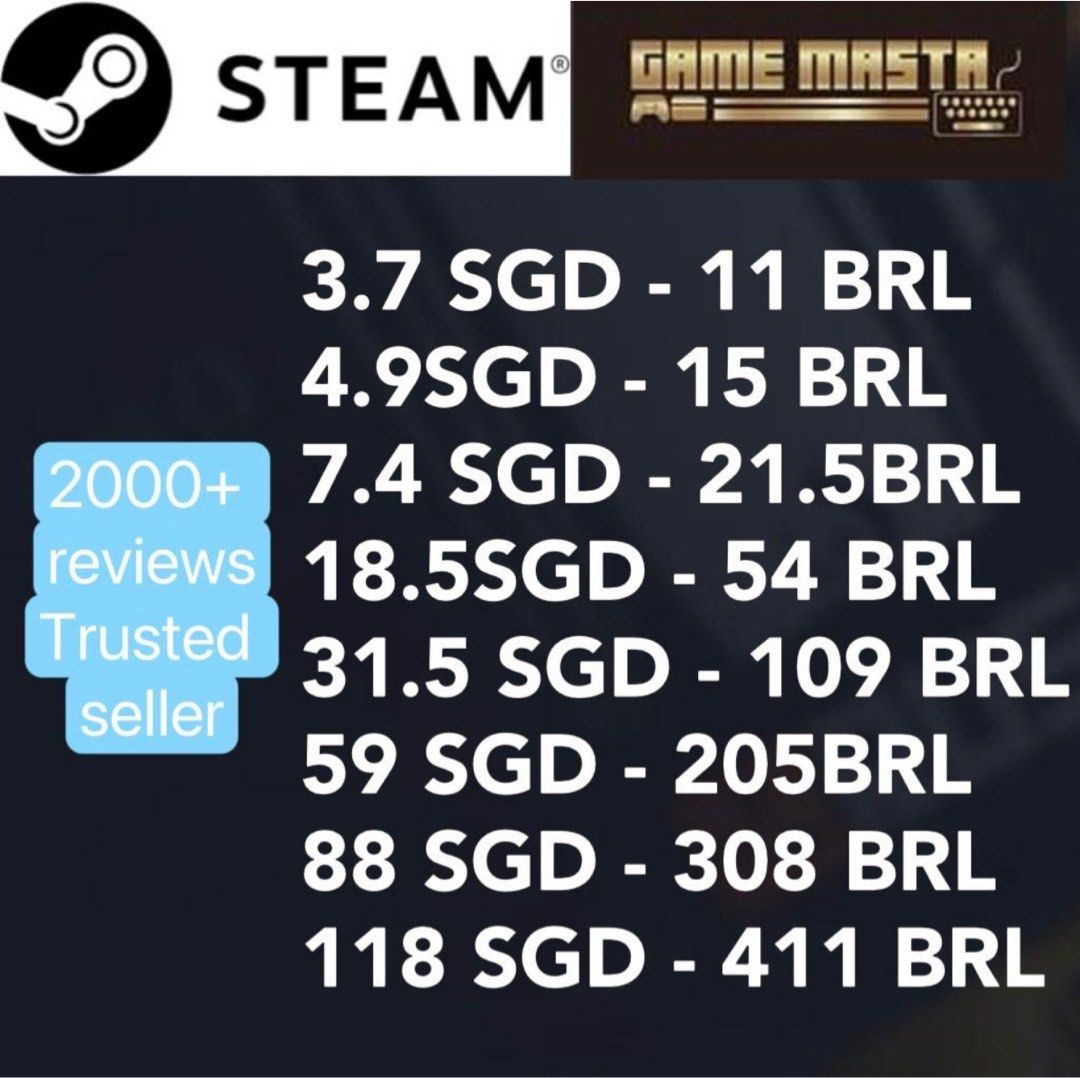 Steam Wallet Card 50 BRL, Buy Steam gift card code!