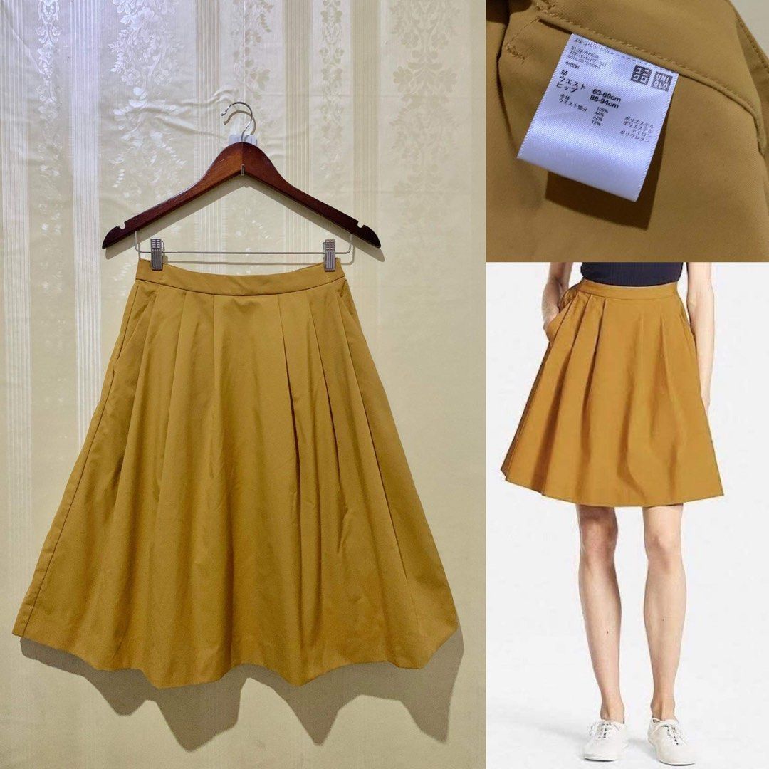 Uniqlo mustard skirt deals