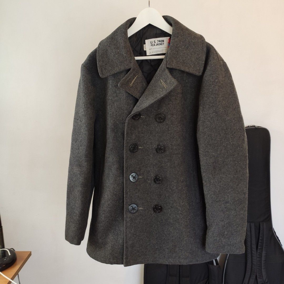 美國製USA Schott 740N Melton wool peacoat 海軍深灰甲板羊毛氈雙排扣