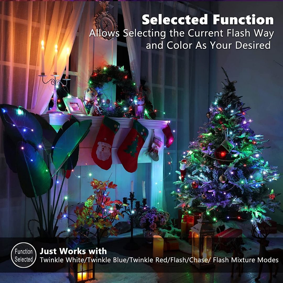 USB Fairy String Lights, 33ft 100 LED Color Changing Fairy Lights with  Remote Timer, Multi-Color RGB Mini Twinkle Lights, USB Powered Plugin  Rainbow Lights for Christmas Indoor Bedroom Decor, Furniture  Home