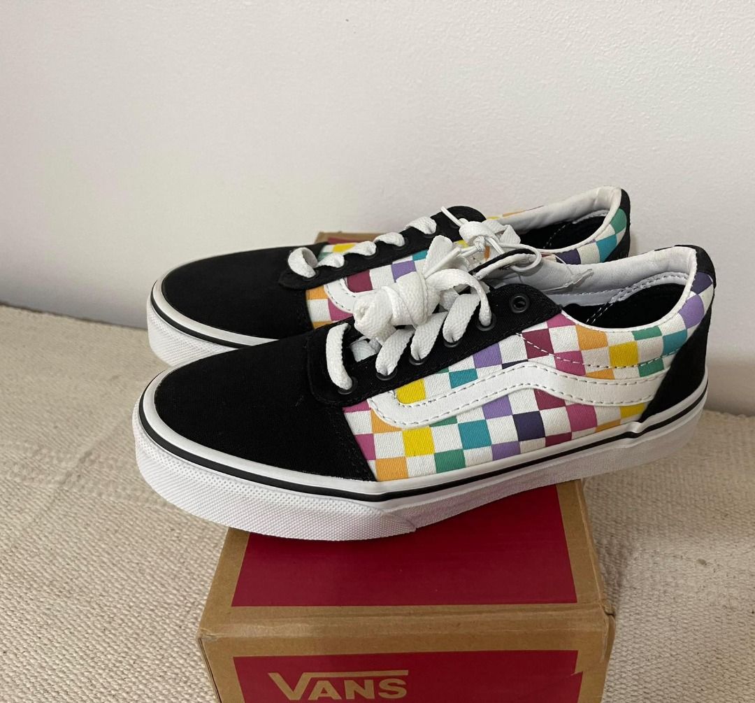 Vans old skool checkerboard party multi color rainbow online