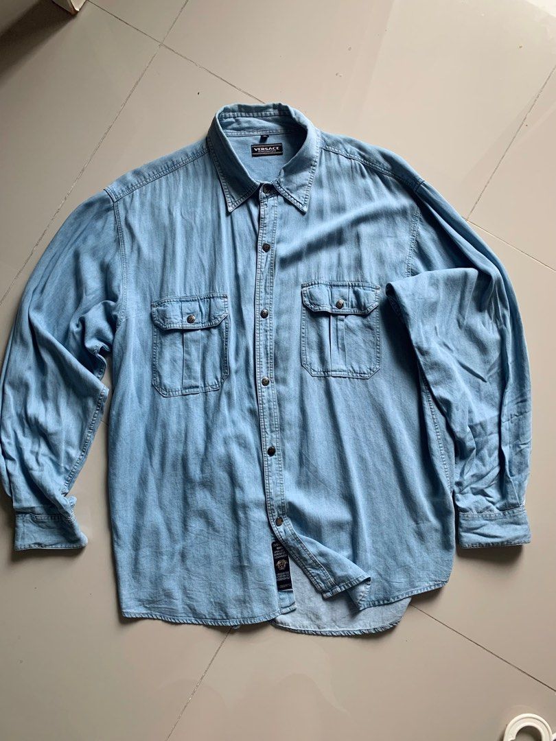 Versace denim shirt hot sale