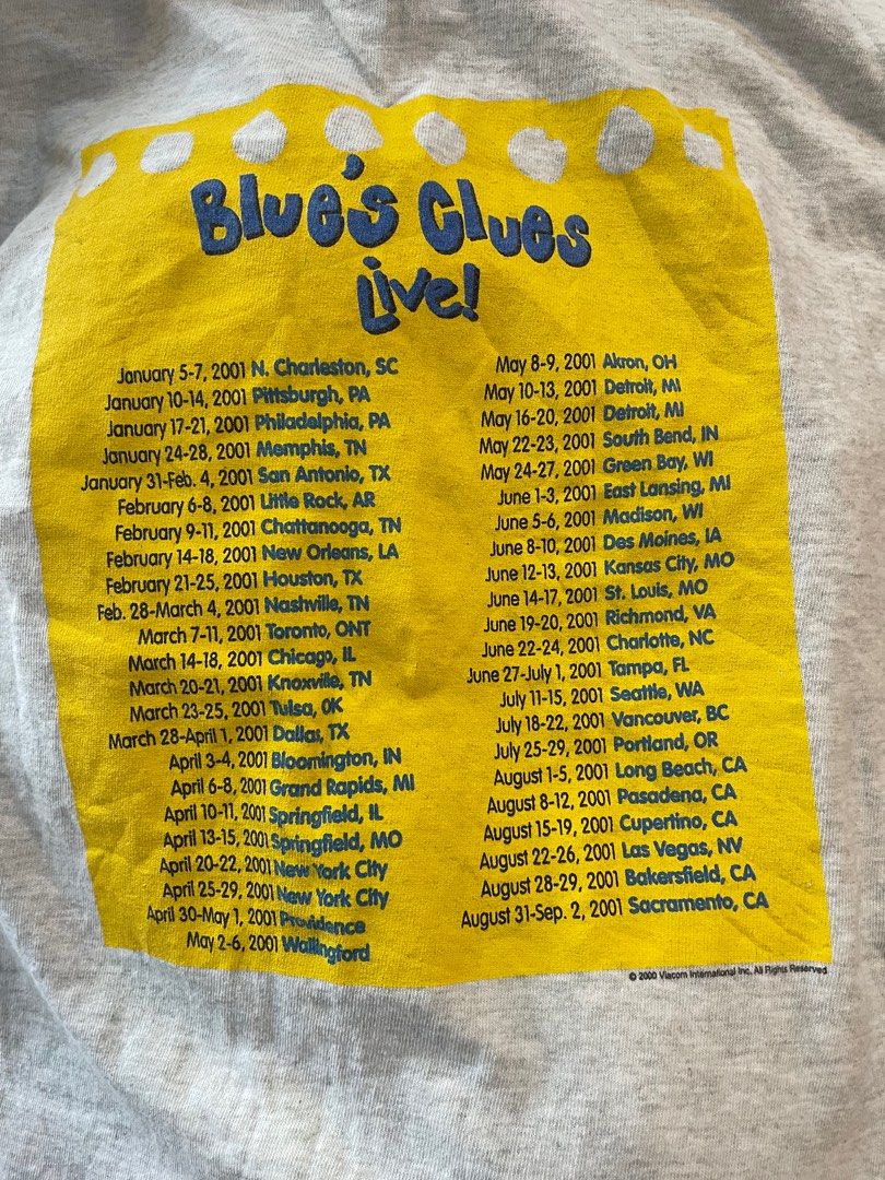 Vintage 2000 Blues Clues Live Tour Shirt, Babies & Kids, Babies & Kids