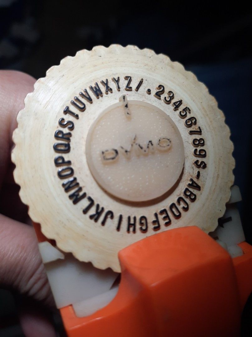 Vintage Dymo Label Maker - dayglo orange / plastic, Hobbies & Toys