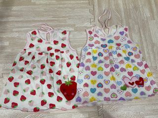 White Cotton Dress Heart Strawberry Pambahay for Baby Girl