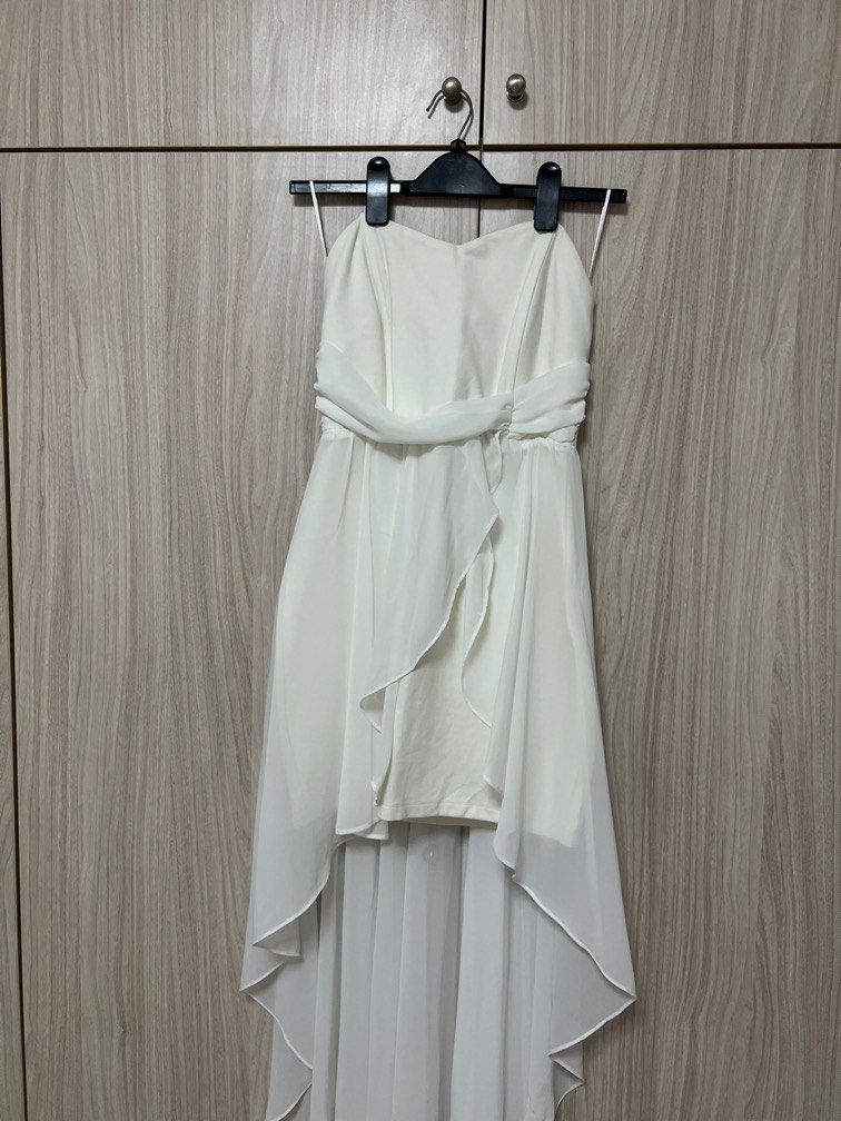 White chiffon deals high low dress
