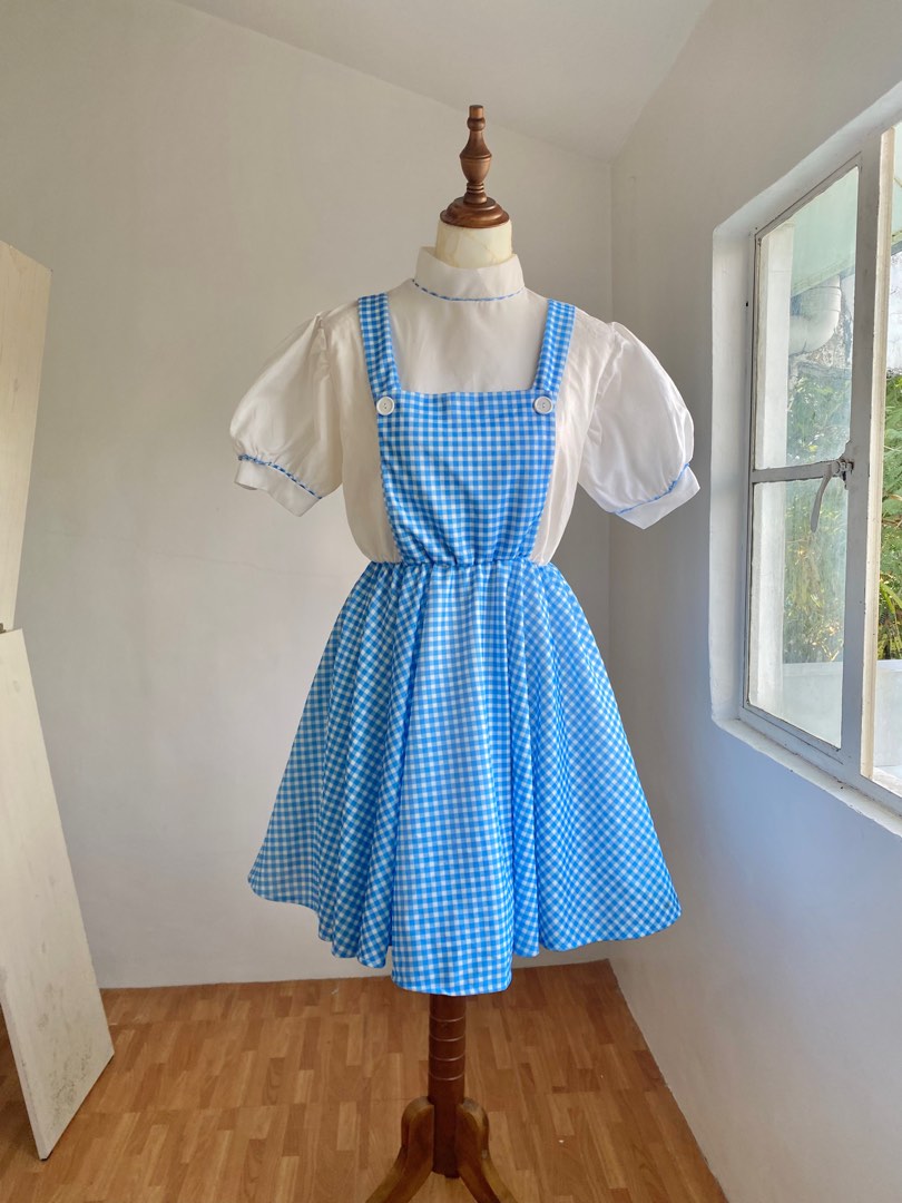 Wizard of Oz Dorothy bright gingham pinafore dress with inner attached petticoat cottagecore
