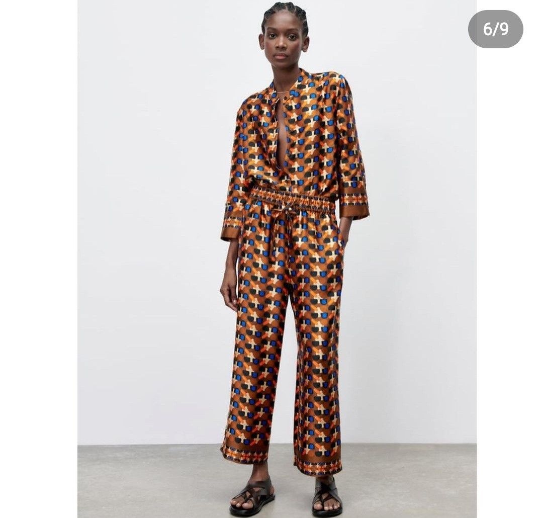 Zara Geometric Printed top and pants ( Pajama Style), Women's
