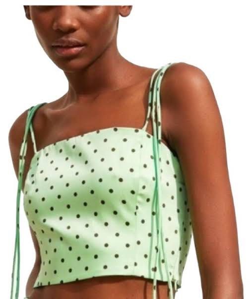 Green polka top dot crop top