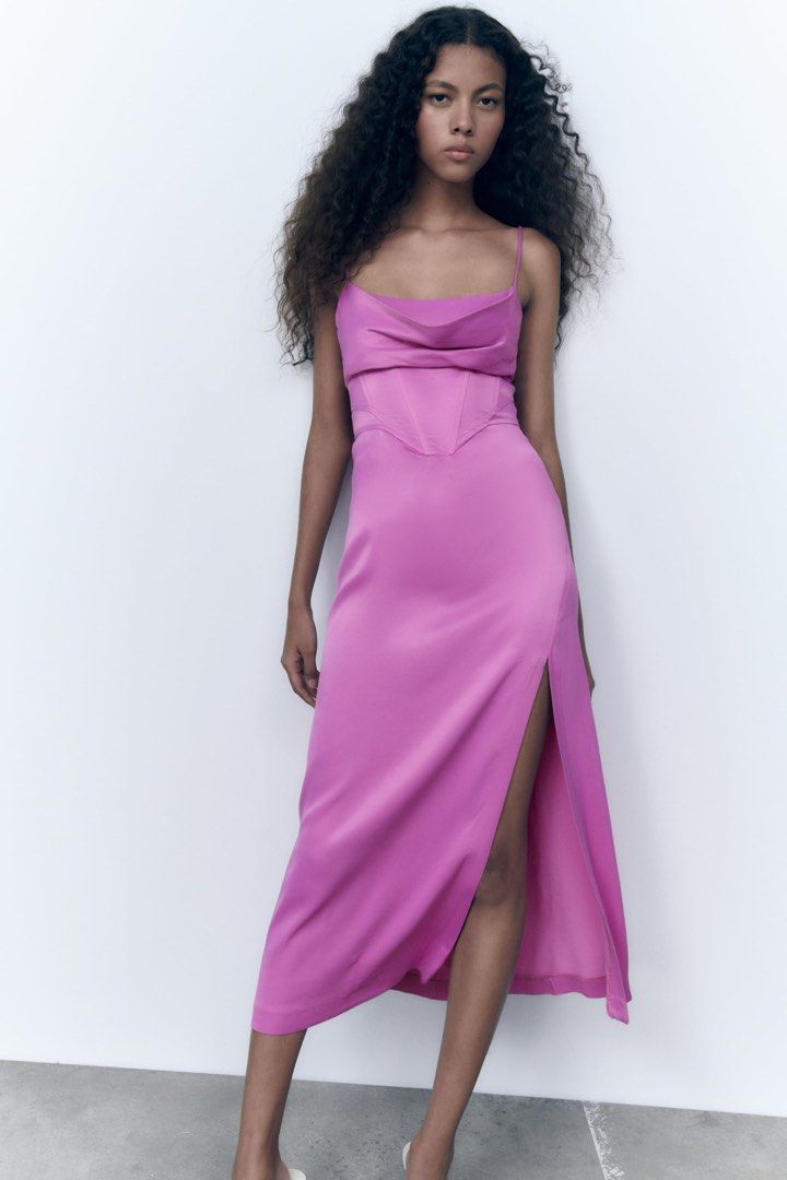 zara pink satin camisole dress Zara pink satin camisole dress Size M, 100% Viscose,